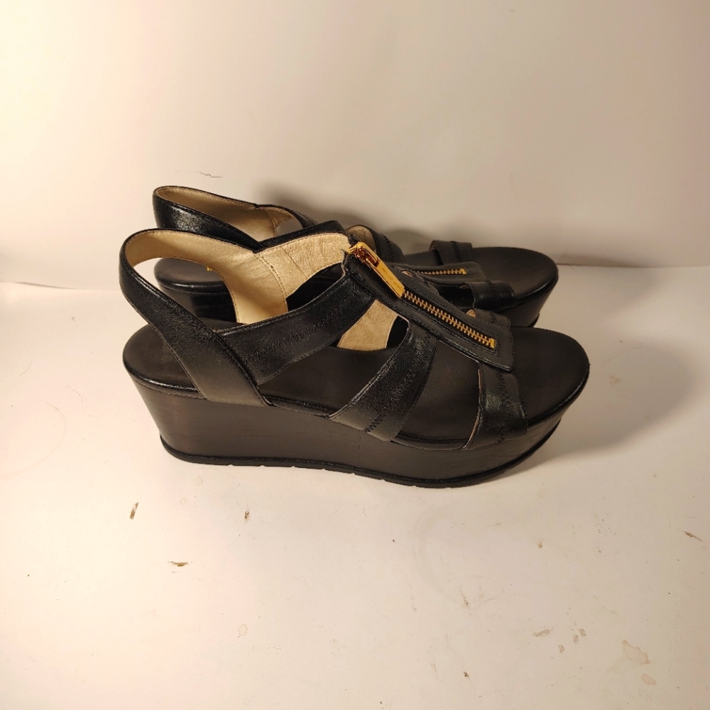 Michael kors shoes sandals heels women's size 6.5 3-in heel black leather